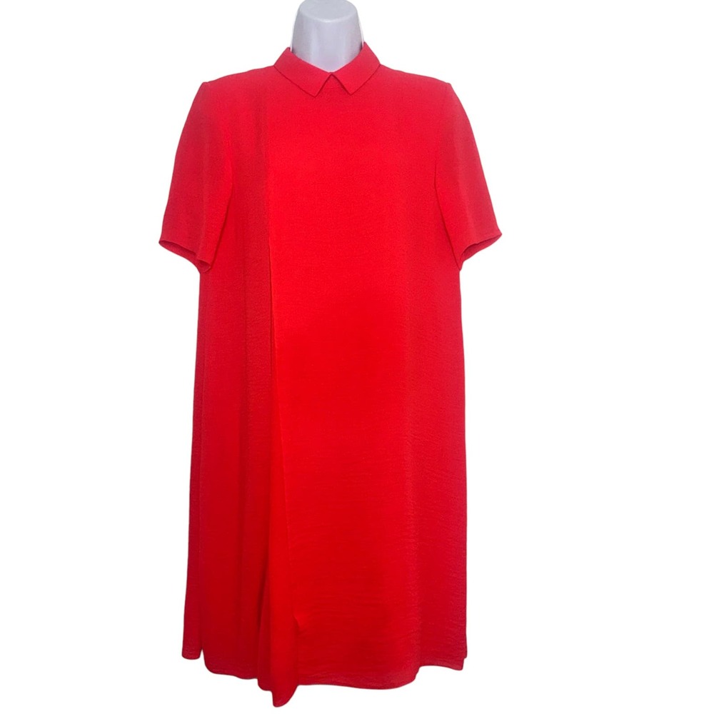 COS Red Orange A line Dress size 6 short sleeves‎ Peter Pan Collar